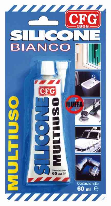 Silicone Multiuso Antimuffa Puro Al 100%, Tubetto Da 60 mL Bianco W00081 CFG