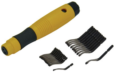 Set per sbavatura con imp morbida  (manico SG  & 10 pz lame B10+E100)