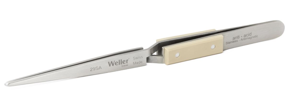 Pinzette ad azione inversa a punta larga e tonda, 29SA Weller