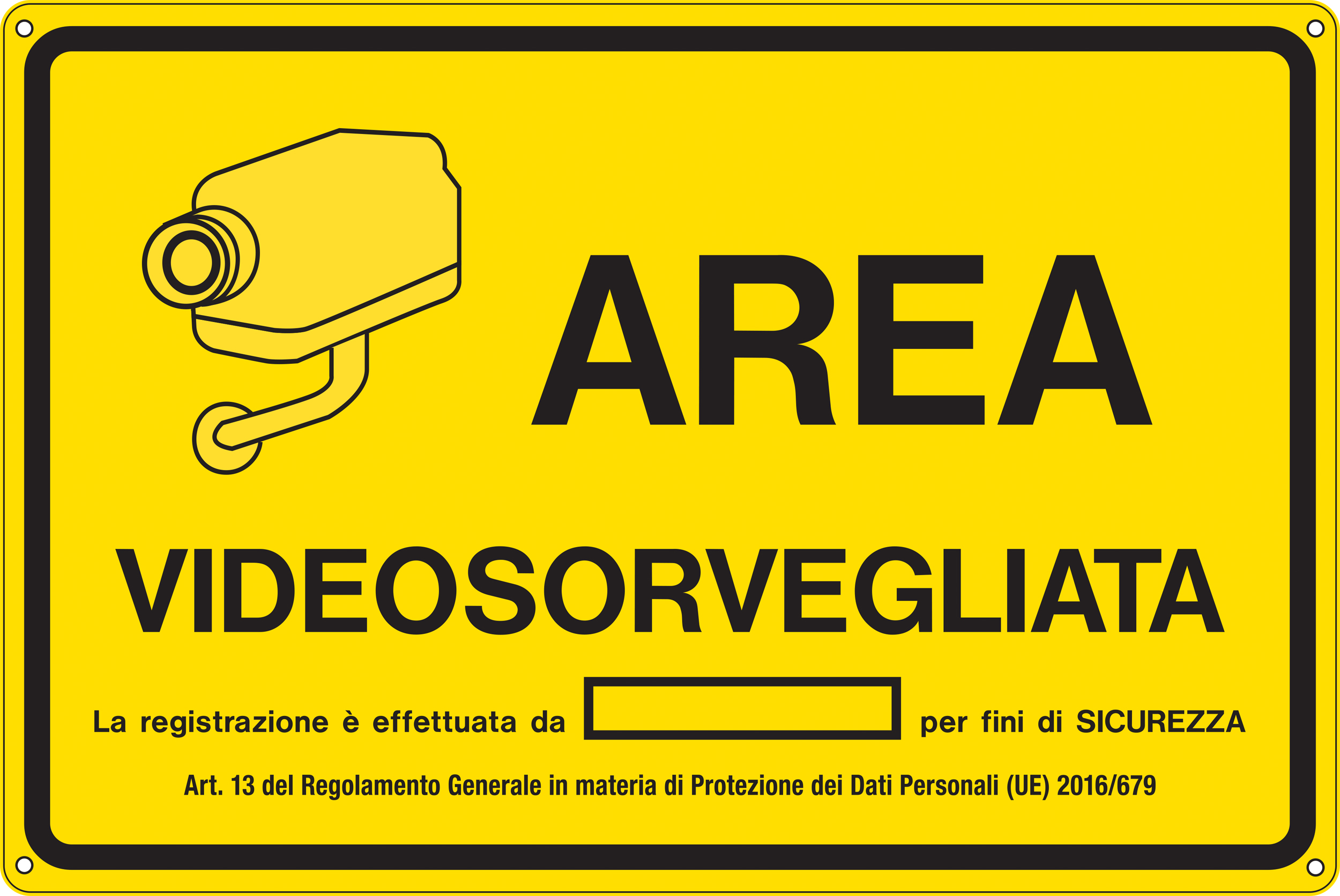 Cartelli Segnalatori 33368 AREA SOTTOPOSTA A VIDEOSORVEGLIANZA D.LGS.n.101