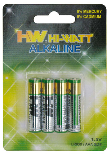 HI WATT LR03 batteria alcalina AAA in blister da 4 pile