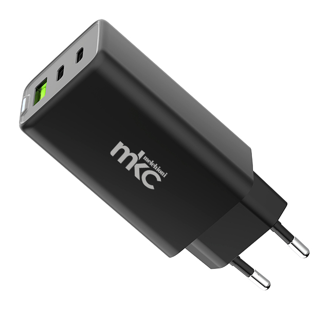 Caricabatterie USB GAN 65W PD 2 USB-C + 1 USB-A Nero
