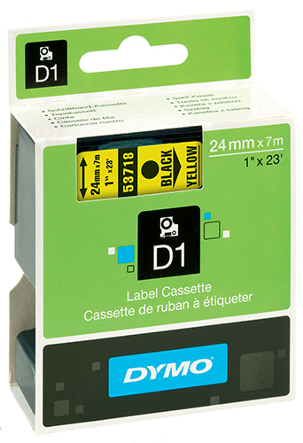 Nastro di scrittura D1 - 24 mm x 7 m Nero/Giallo