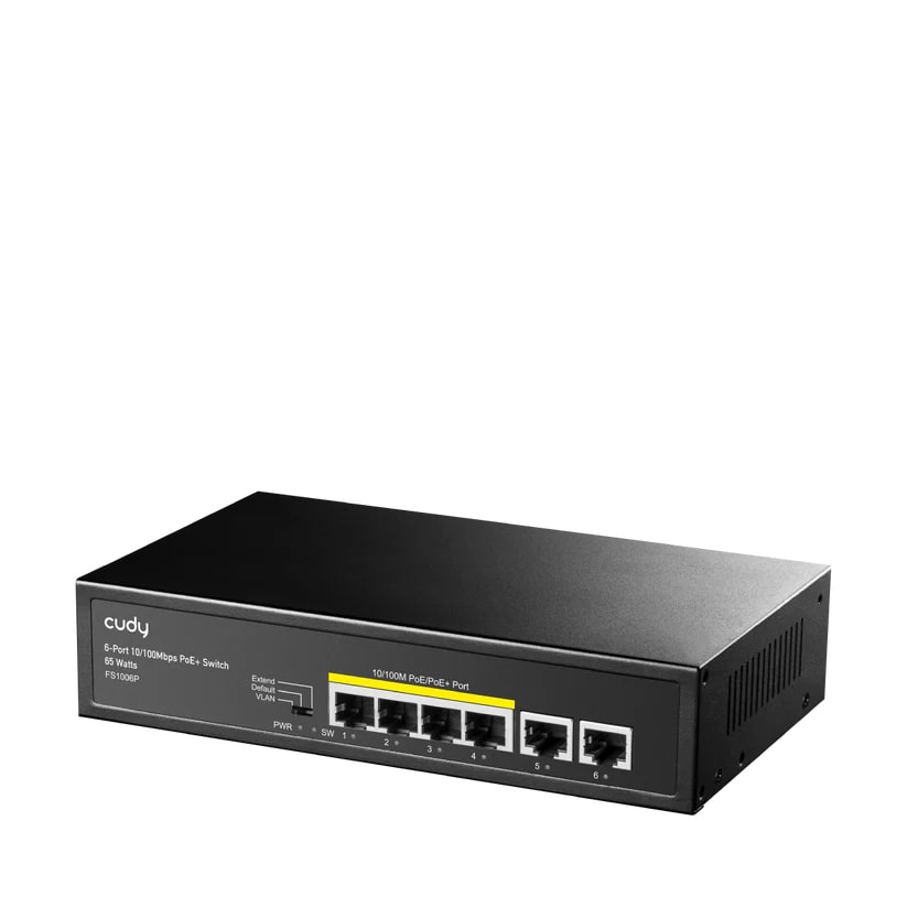 FS1006P - 6-Port 10/100M PoE+ Switch 60W