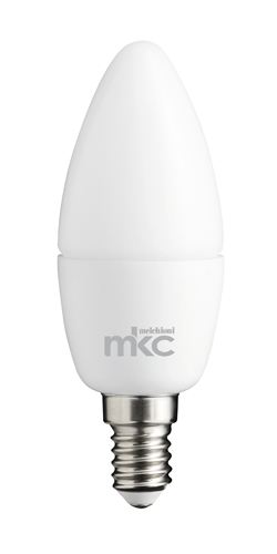 Lampadina LED E14 220-240vca luce bianca naturale C37 5,5W 4000K CB MKC Light