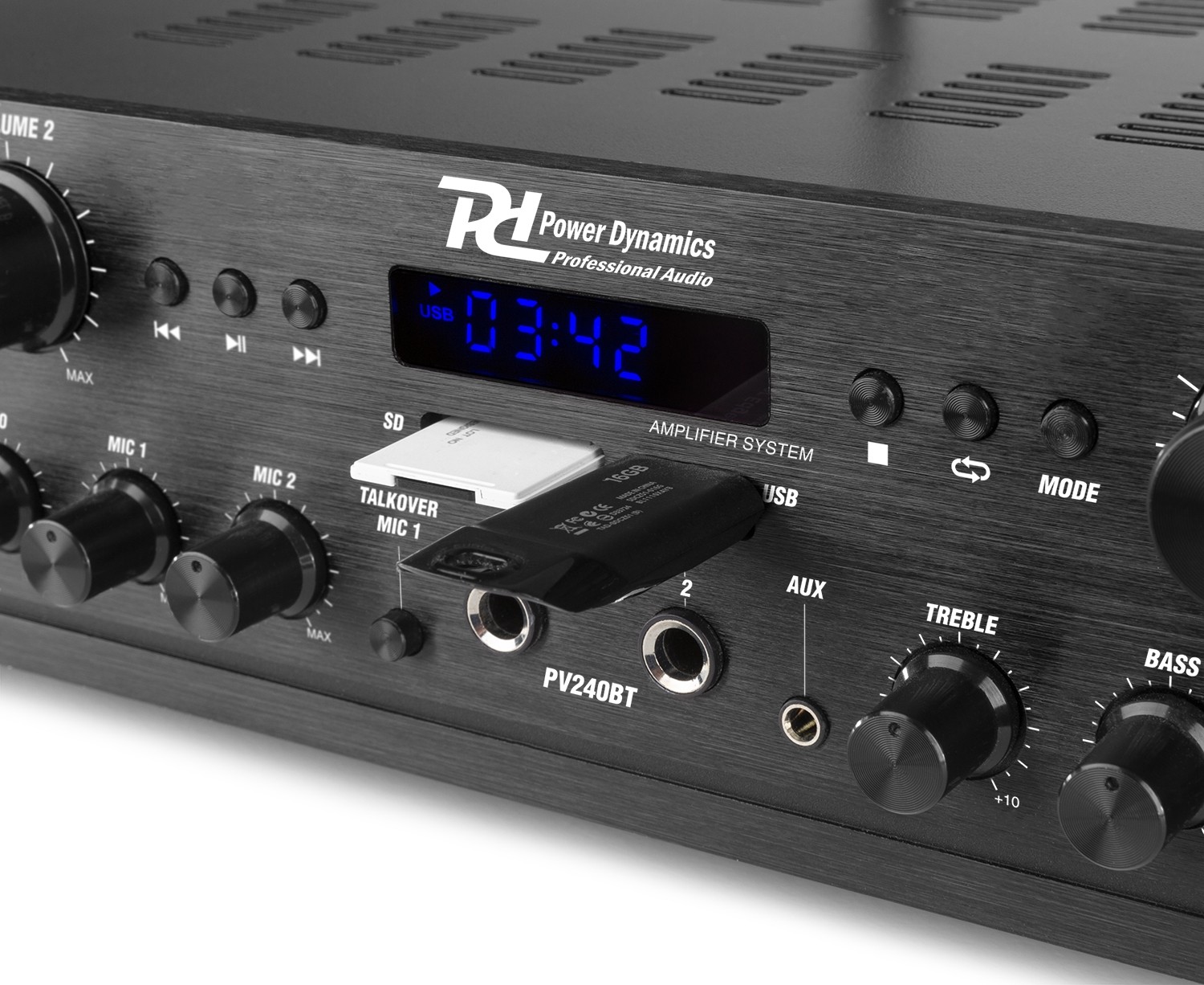 Amplificatore Audio 4-8Ohm, 4 zone, potenza 400W con BT e USB PV240BT