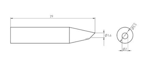 RT Ultra Punta saldante, taglio sbieco Ø 2.0 mm, MIL-SPEC T0050105599 Weller