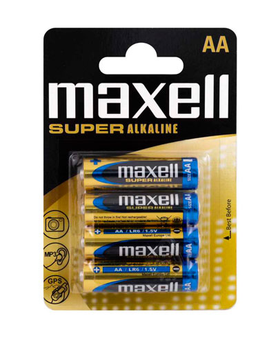 MAXELL SUPER-ALKALINA batteria alcalina AA in blister da 4 pile LR06