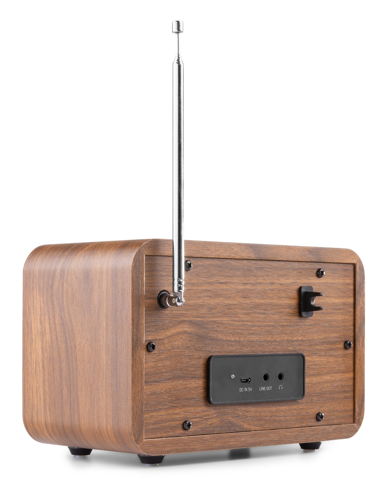 Milano, Radio DAB+/FM con batteria ricaricabile, BT e display, colore noce