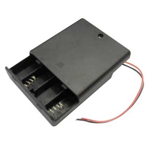 Portabatterie Chiuso Per 4 Stilo Con Fili E Interruttore On/Off PIL/35-I