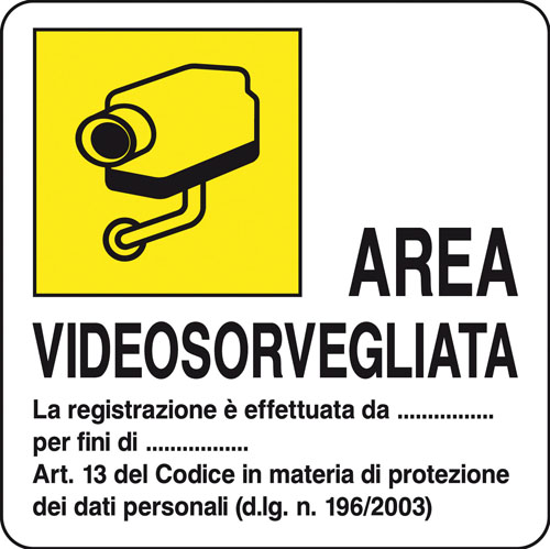 SEGNALETICA 956/A AREA VIDEOSORVEGLIATA 956/A
