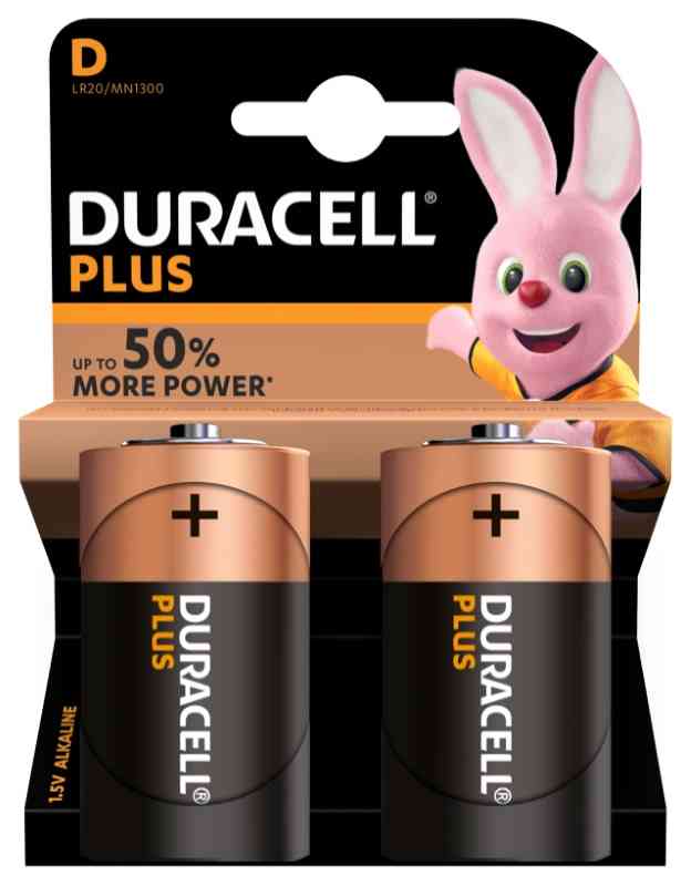 Duracell Plus Torcia (D) 1300 in blister da 2 pile