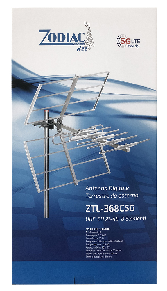 Antenna UHF 8 elementi 5G Free mod. ZTL-368C5G