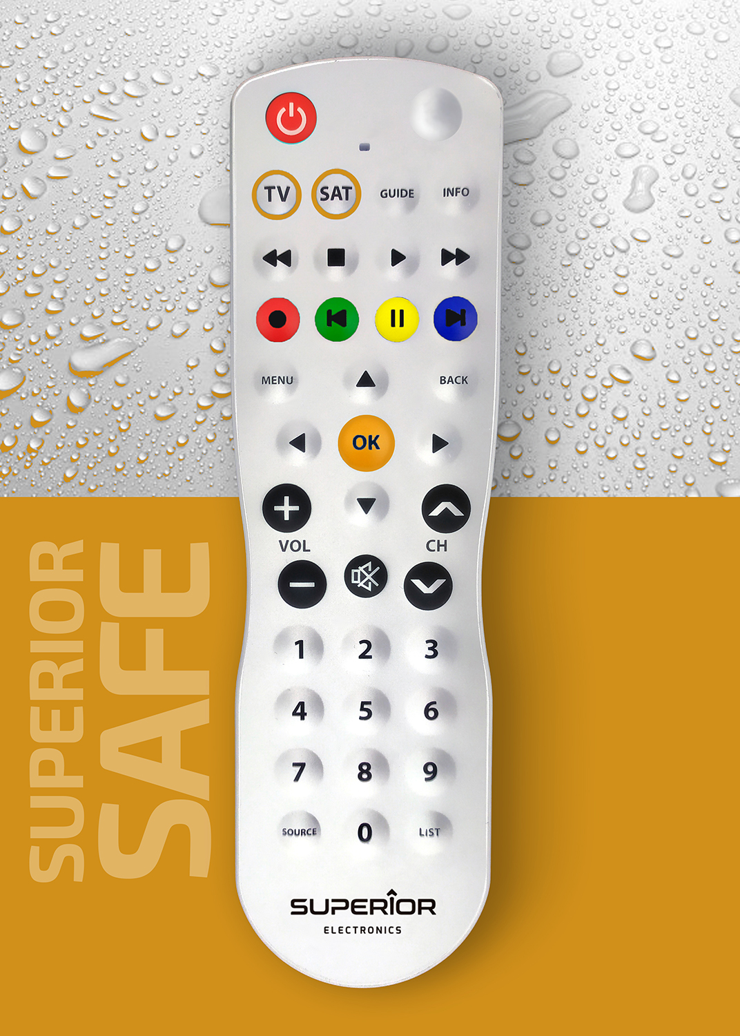 Telecomando Universale lavabile, colore bianco, Mod. Safe